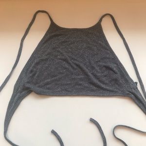 Metallic Gray Tie Crop